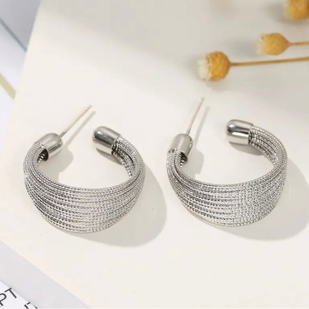 Chic Silver Large Hoop Dangling Earrings Fashion Jewelry Accessories